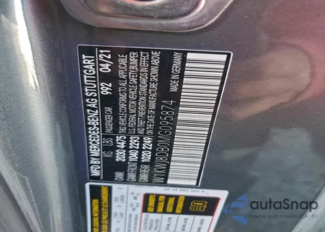 2021 Mercedes-Benz C 300 из США, поврежденный, VIN W1KWJ8DB0MG095874